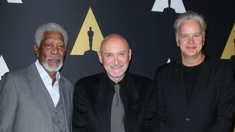 Morgan Freeman, Frank Darabont, and Tim Robbins at a 20th anniversary screening of The Shawshank Redemption in 2014.